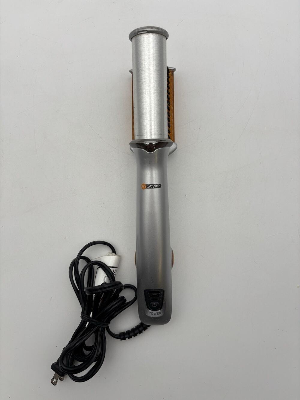 InStyler Original Rotating Hot Iron Brush 1.25" Barrel Silver Orange IS1001